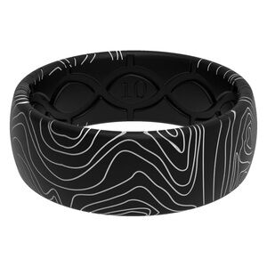 Groove life Black Silicone Ring with topo topography Pattern